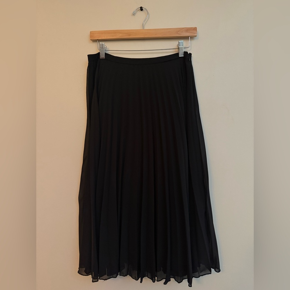 ASOS Black Pleated A-line Midi Skirt
